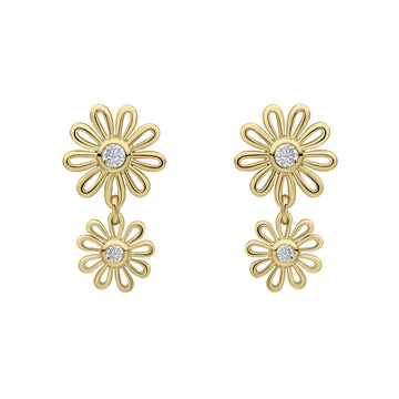 Laura Ashley Gold Plated Thorncliff Daisy Drop Earrings E6606C