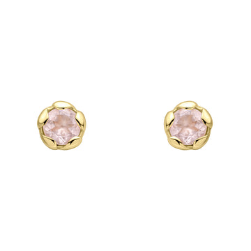 Laura Ashley Gold Plated Petal Set Rose Quartz Stud Earrings E6613P
