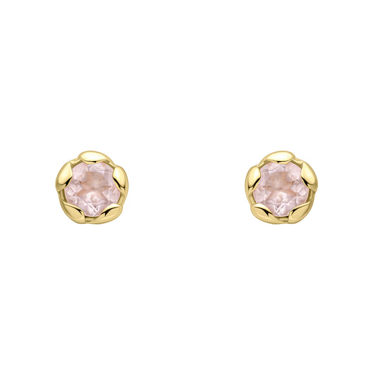 Laura Ashley Gold Plated Petal Set Rose Quartz Stud Earrings E6613P