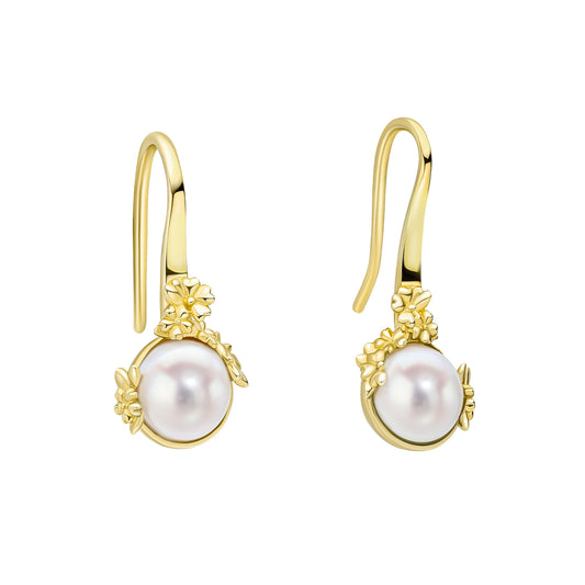 Laura Ashley Gold Plated Ickleford Tulips Freshwater Pearl Earrings E6614W