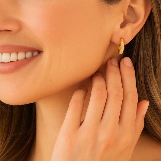 18ct Yellow Gold Diamond 0.08ct Huggie Hoop