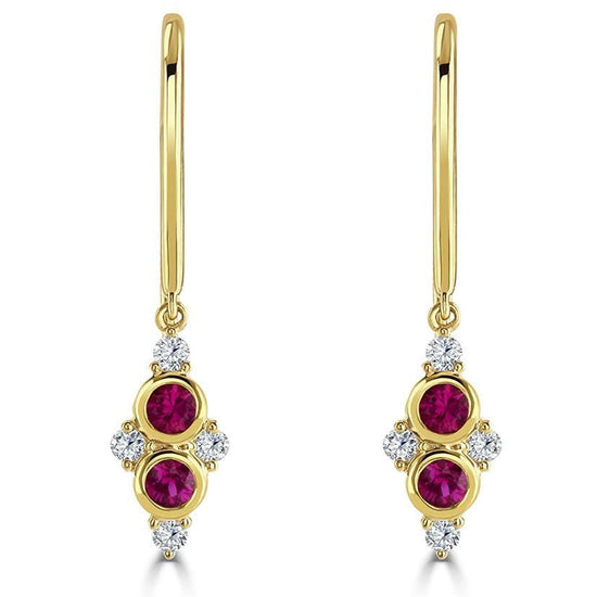 18CT YELLOW GOLD BOUQUET RUBY & DIAMOND EARRINGS