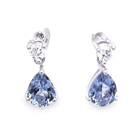 18CT AQUA 1.16CT DIAMOND 0.19CT FGVS DROP EARRINGS