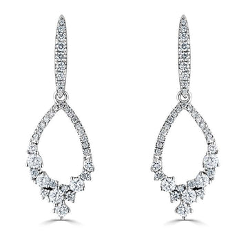 18CT WHITE GOLD DIAMOND 1.01CT TEAR DROP EARRINGS