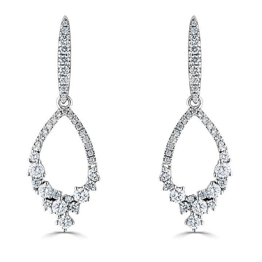 18CT WHITE GOLD DIAMOND 1.01CT TEAR DROP EARRINGS