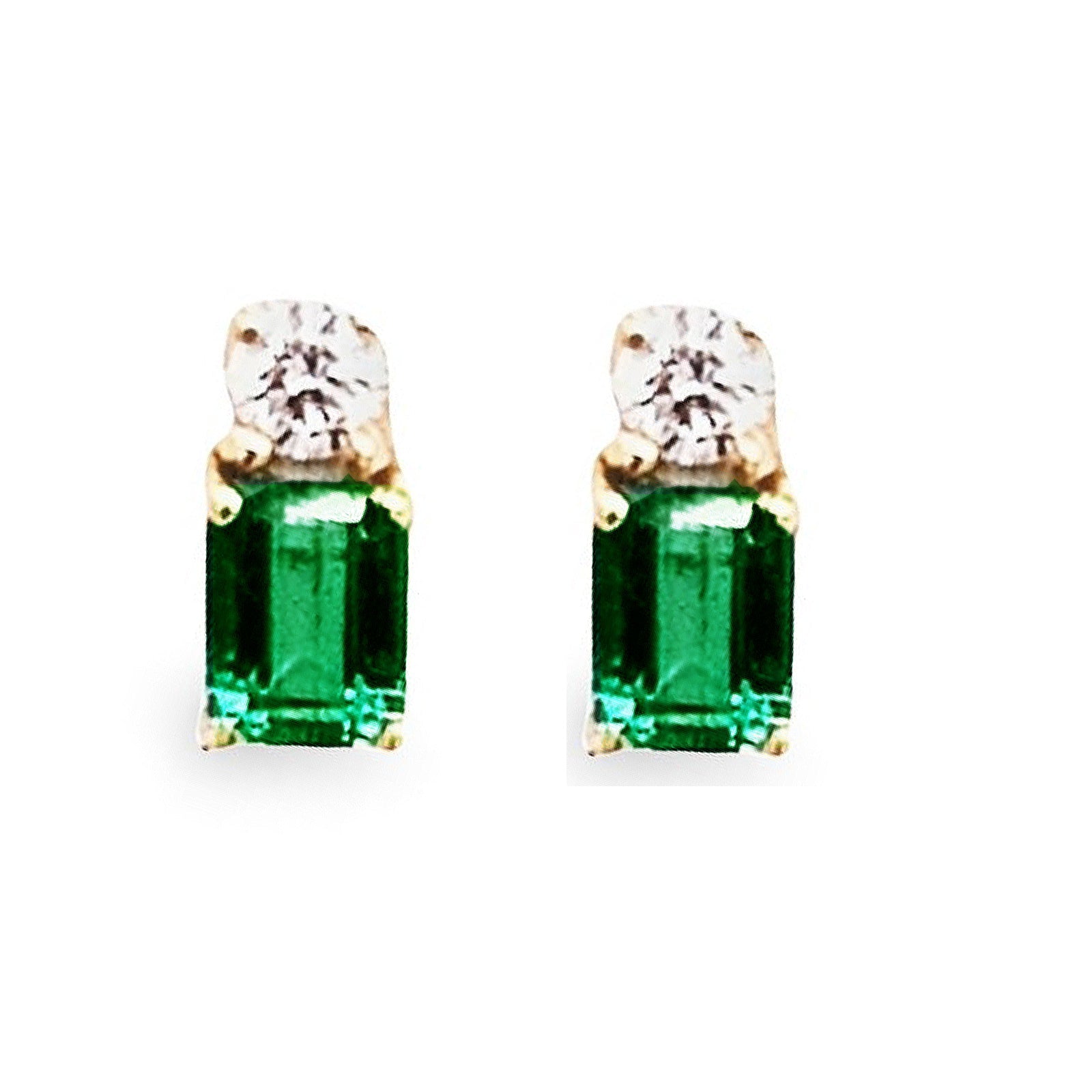 18Y EMERALD 0.48CT DIAMOND 0.10CT FGVS EARRINGS