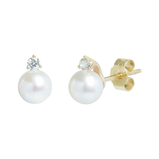 18Y 6-6.5MM CULTURED PEARL ON DIAMOND FITTING