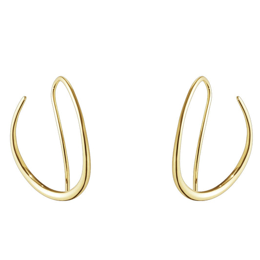 GEORG JENSEN 18CT YELLOW GOLD OFFSPRING DOUBLE EARHOOPS