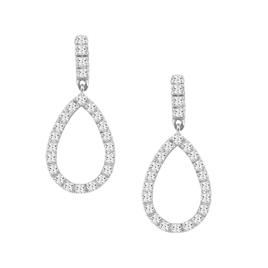 9W DIAMOND 0.21CT  OPEN PEAR SHAPE DROP EARRING