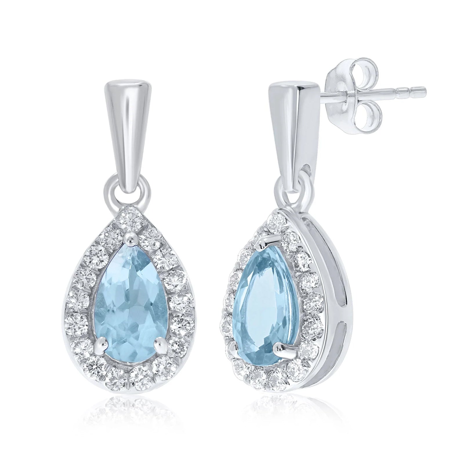 9W AQUAMARINE/DIAMOND TEARDROP CLUSTER DROP