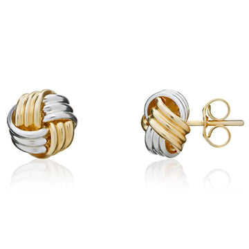 9YW  6MM 4 STRAND RIBBED KNOT STUD EARRING