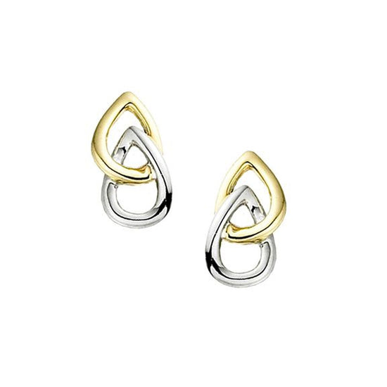 9YW DOUBLE PEAR SHAPE STUD EARRING