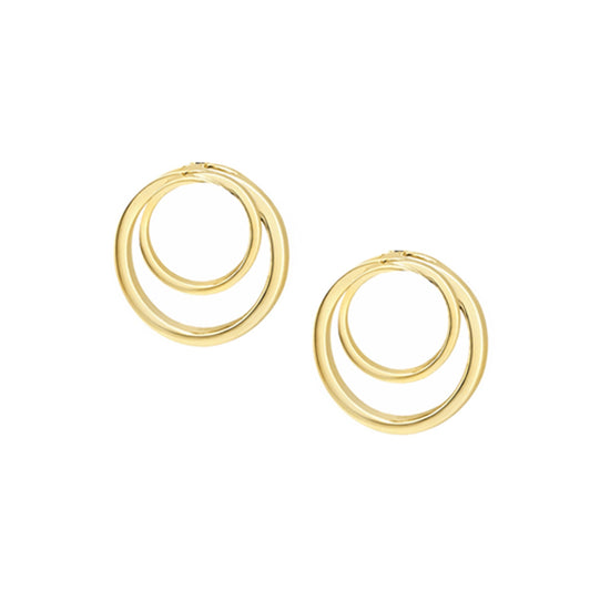 9Y DOUBLE CIRCLE SWIRL STUD EARRING