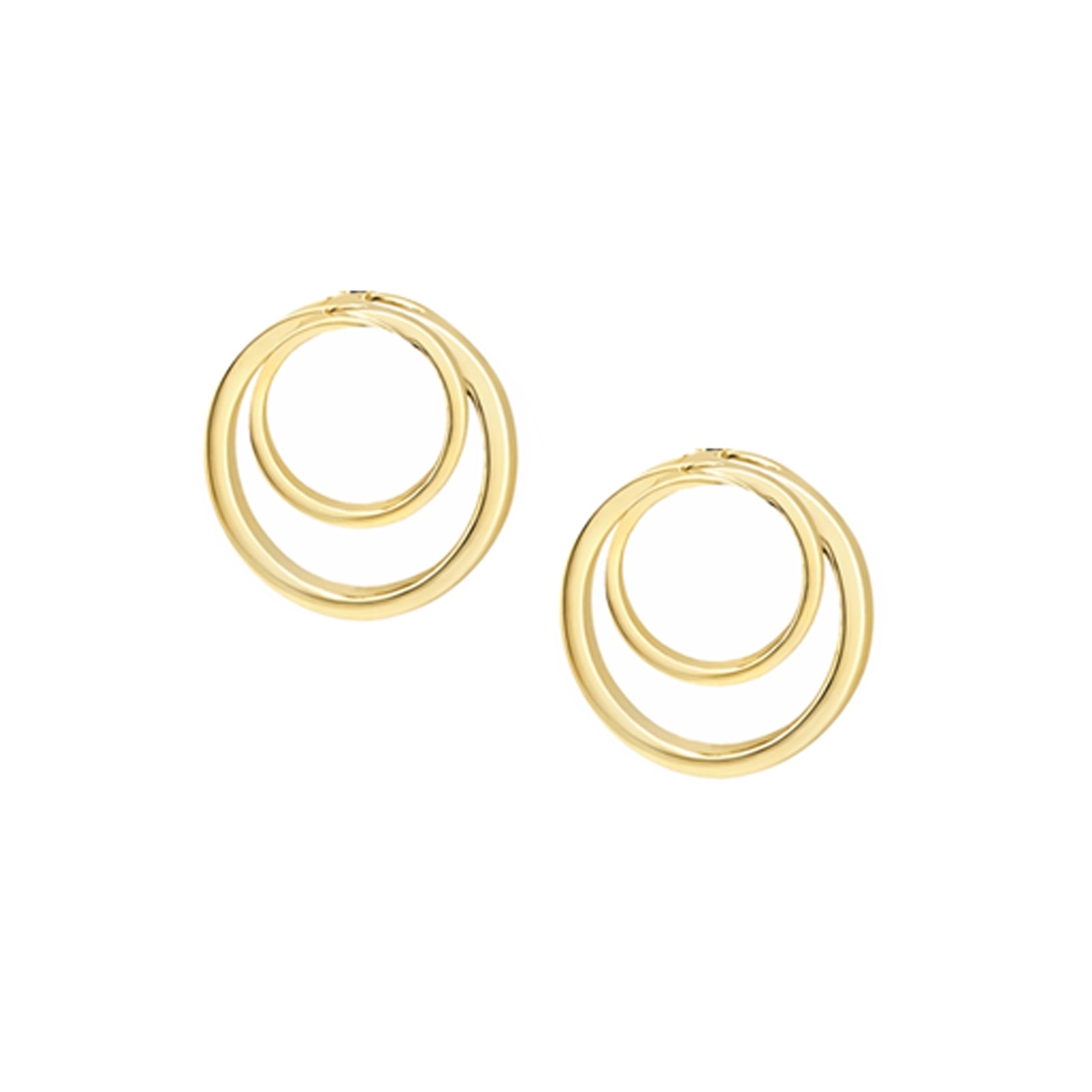 9Y DOUBLE CIRCLE SWIRL STUD EARRING