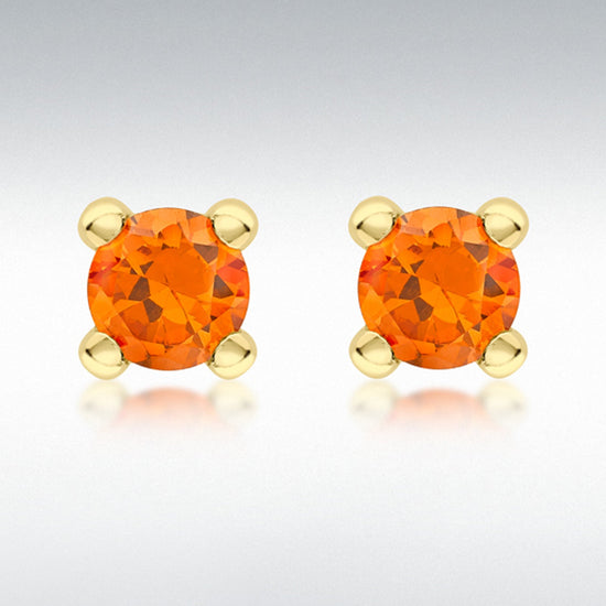 9Y 4MM ORANGE CZ STUD