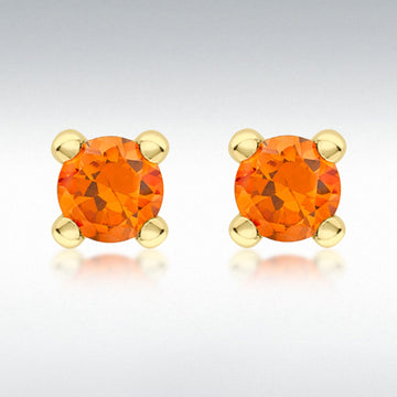 9Y 4MM ORANGE CZ STUD