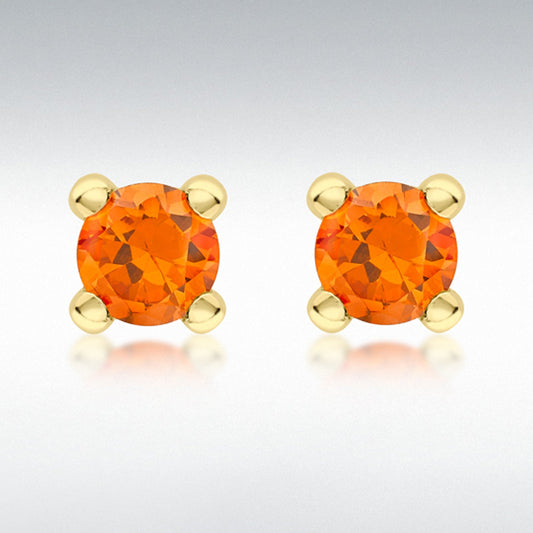 9Y 4MM ORANGE CZ STUD