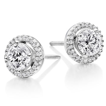 PLATINUM & DIAMOND 0.80CT HALO CLUSTER STUD EARRINGS