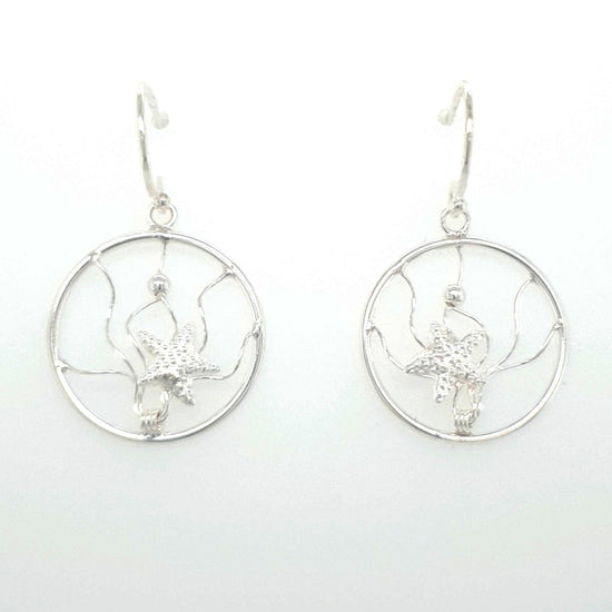 SIL 18MM CIRCLE + STARFISH DROP EARRING