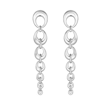 GEORG JENSEN SILVER OFFSPRING LONG DROP EARRINGS