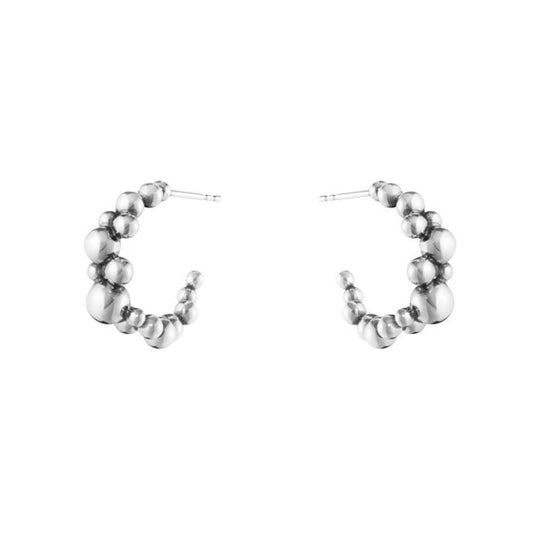 GEORG JENSEN SILVER MOONLIGHT GRAPES HOOP EARRINGS