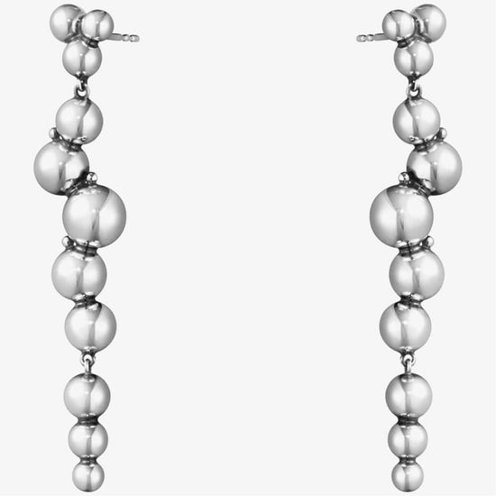 GEORG JENSEN SILVER MOONLIGHT GRAPES LONG DROP EARRINGS