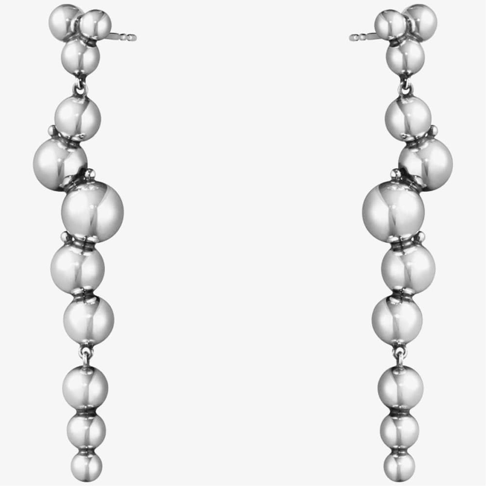 GEORG JENSEN SILVER MOONLIGHT GRAPES LONG DROP EARRINGS