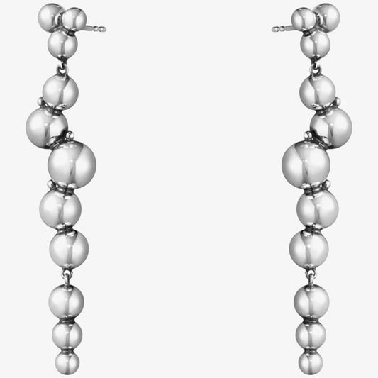 GEORG JENSEN SILVER MOONLIGHT GRAPES LONG DROP EARRINGS