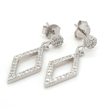 SIL CZ OPEN DIAMOND SHAPE DROP