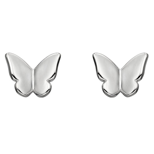 SILVER PLAIN BUTTERFLY STUD ERS