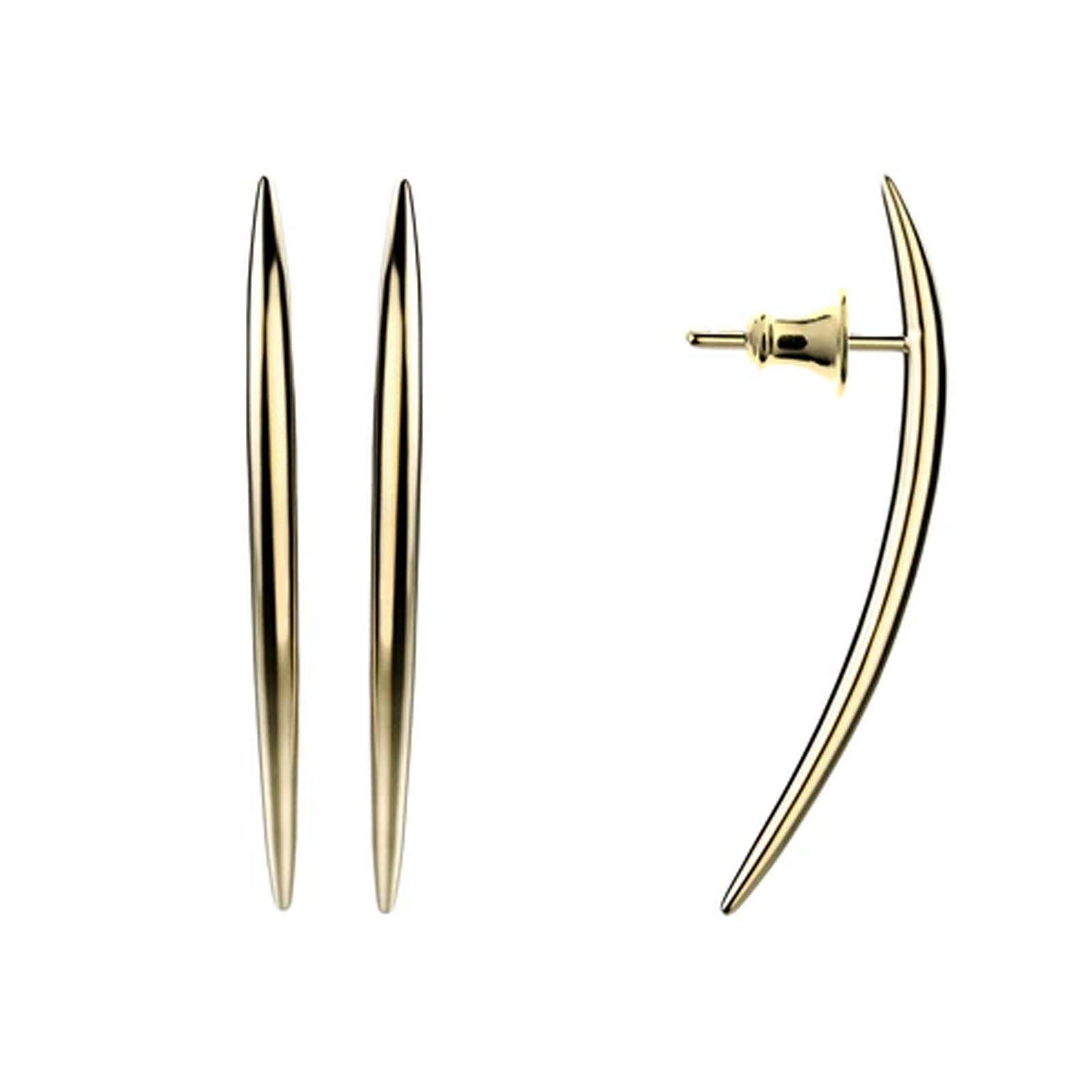 SHAUN LEANE YELLOW GOLD VERMEI QUILL LONG DROP EARRINGSL QU011.YVNAEOS