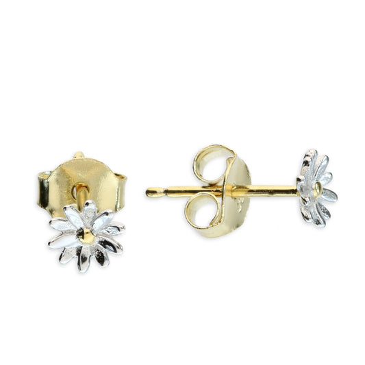 STERLING SILVER & GOLD PLATED DAISY STUD EARRINGS