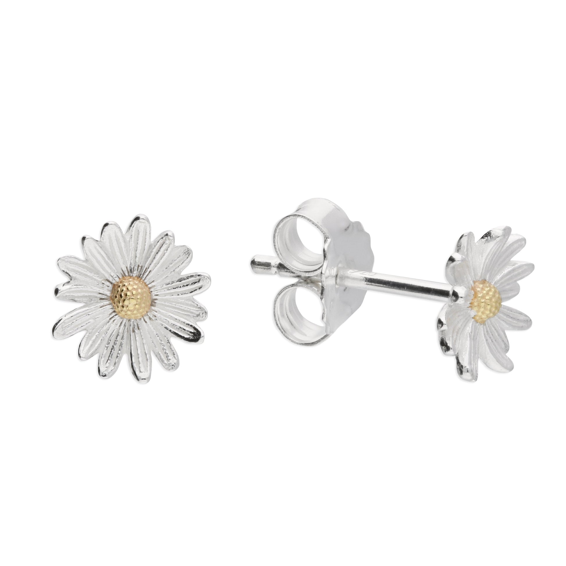 STERLING SILVER & GOLD PLATED DAISY STUD EARRINGS