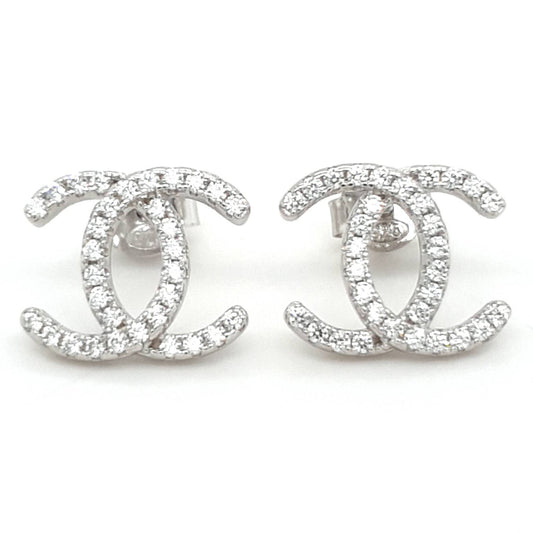 SIL 13MM CZ DOUBLE C STUD LARGE