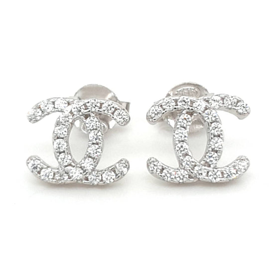 SIL 10MM CZ DOUBLE C STUD