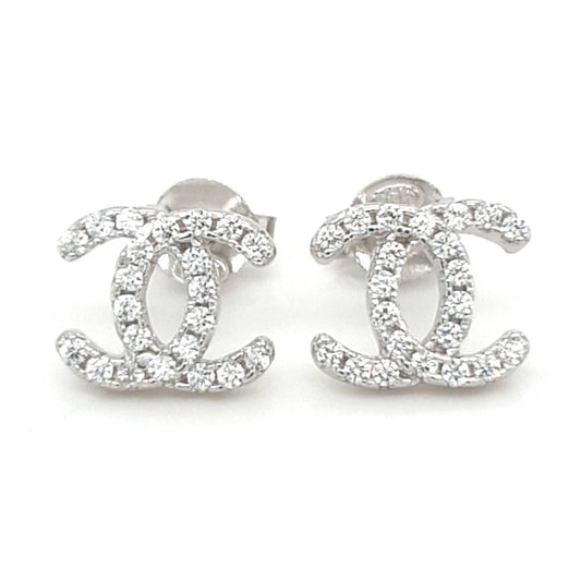 SIL 10MM CZ DOUBLE C STUD