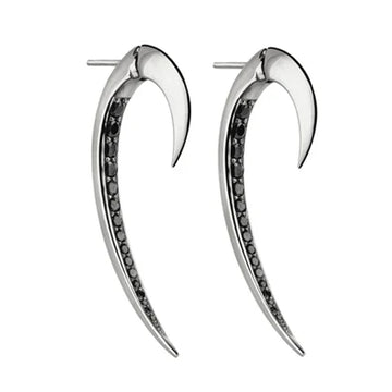 SHAUN LEANE SILVER & BLACK SPINE HOOK SIZE 1 EARRINGS HT008.SSBKEO