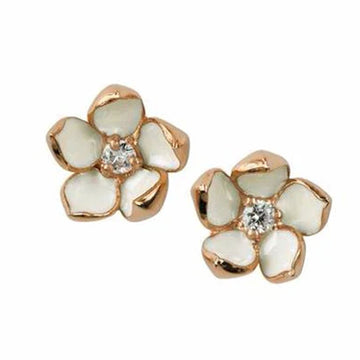 SHAUN LEANE ROSE GOLD VERMEIL & DIAMOND CHERRY BLOSSOM FLOWER EARRINGS CB013.RVWHEOS