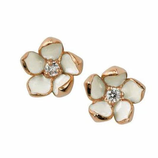 SHAUN LEANE ROSE GOLD VERMEIL & DIAMOND CHERRY BLOSSOM FLOWER EARRINGS CB013.RVWHEOS