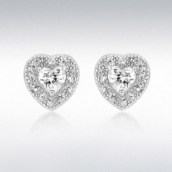 SIL/RHOD CZ HEART CLUSTER STUD