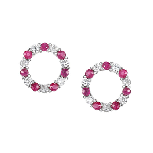 SIL CZ/RUBY CIRCLE STUD