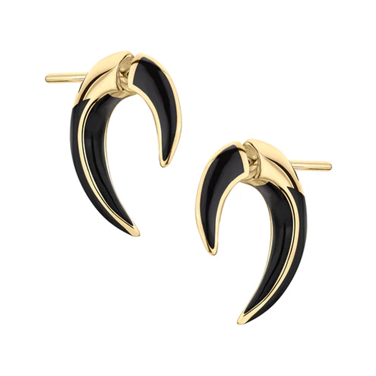 SHAUN LEANE YELLOW GOLD VERMEIL & BLACK CERAMIC SABRE TALON EARRINGS SA075.YVBKEOS