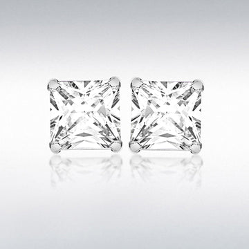 SIL 7MM SQUARE CZ STUD