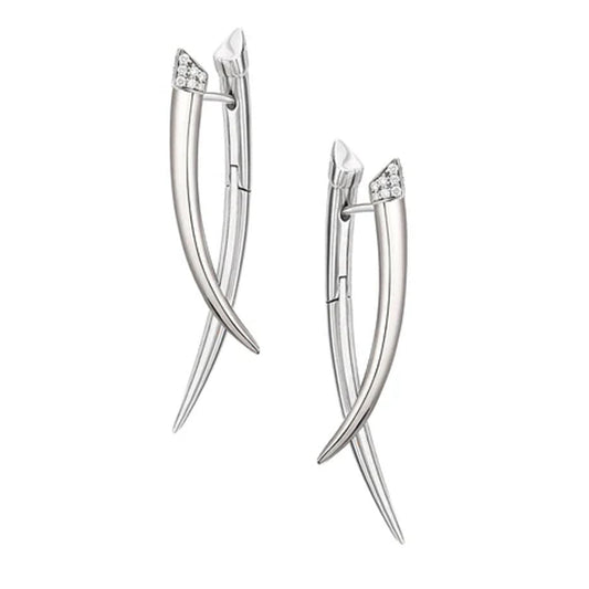 SHAUN LEANE SILVER & DIAMOND 0.11CT SABRE CROSSOVER DROP EARRINGS