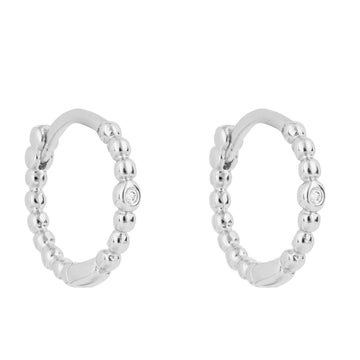 SIL 12MM 1 CZ BEADED HOOP