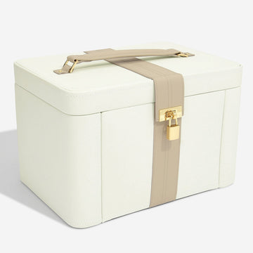 DULWICH BELGRAVIA EXTRA LARGE CREAM & MINK LEATHER JEWELLERY BOX