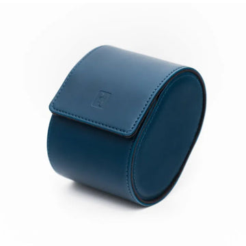 NAVY LEATHER 1 WATCH TRAVEL CASE