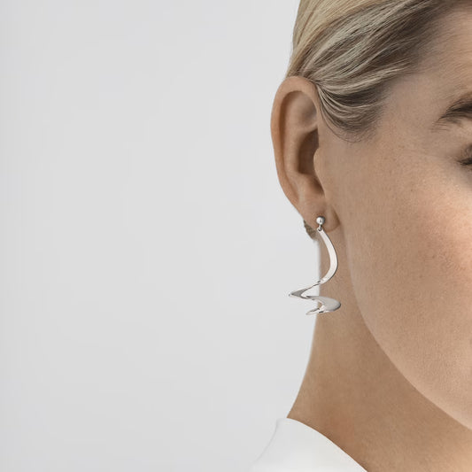Georg Jensen Silver Mobius Drop Earrings