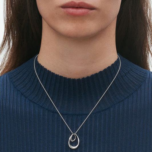 Georg Jensen Silver Offspring Large Pendant & Chain Necklace