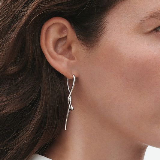 Georg Jensen Silver Mercy Long Drop Earrings